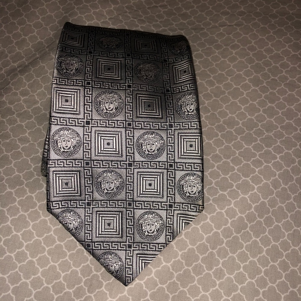 Versace Silver grey black tie